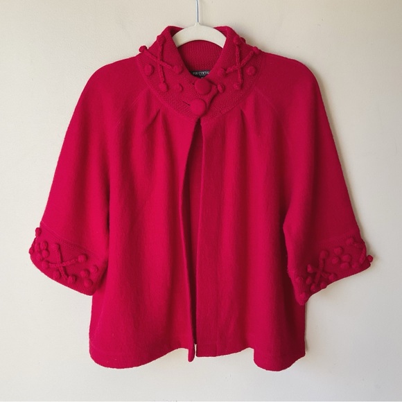 For Cynthia Boiled Wool Sweater Jacket Red Size PL - Picture 3 of 10